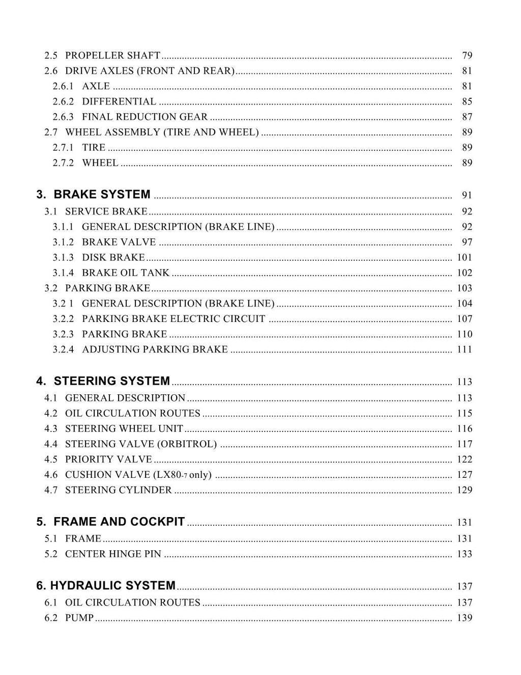 Hitachi LX70-7 LX80-7 Wheel Loader Technical Manual +Schematics KM-TL077E-00