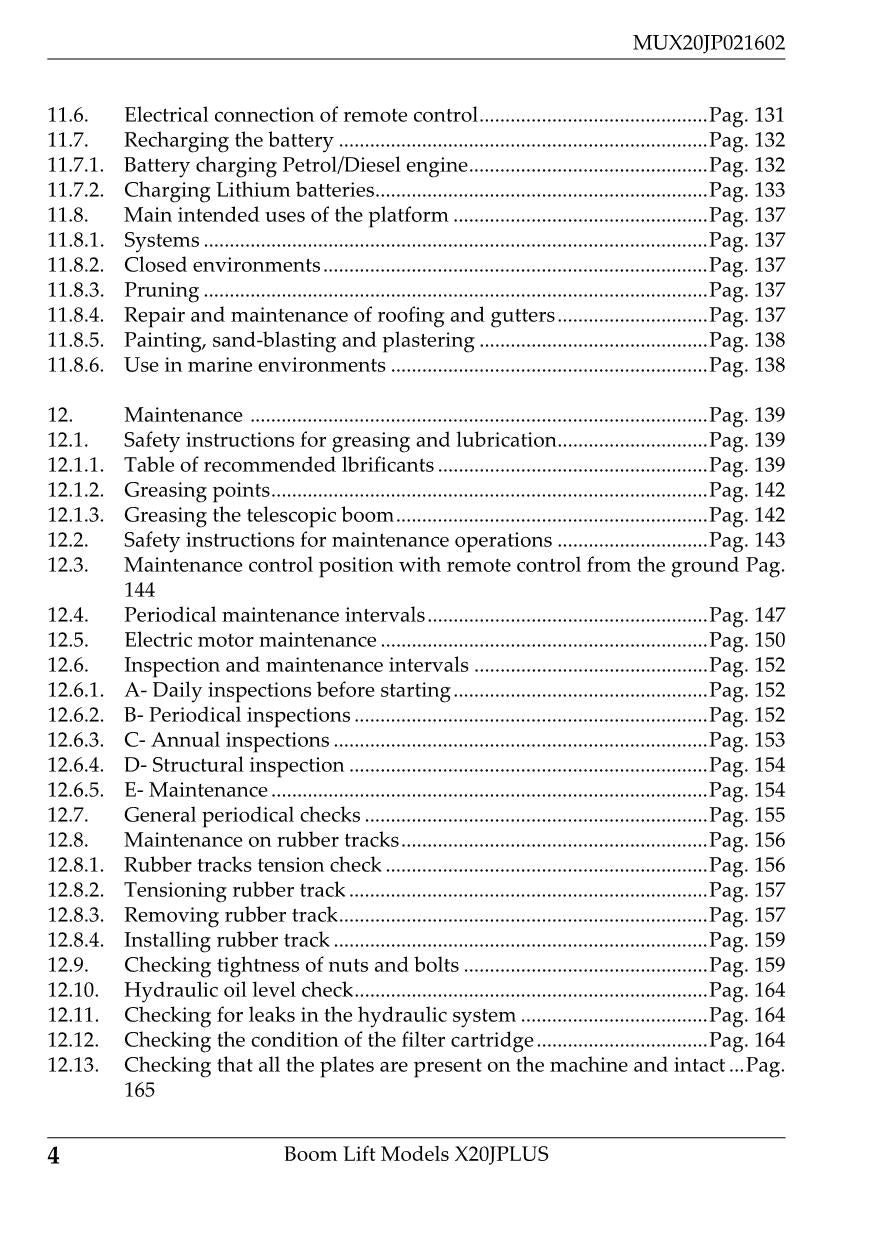 Manual del operador de mantenimiento y operación de la pluma de oruga compacta JLG X20JP