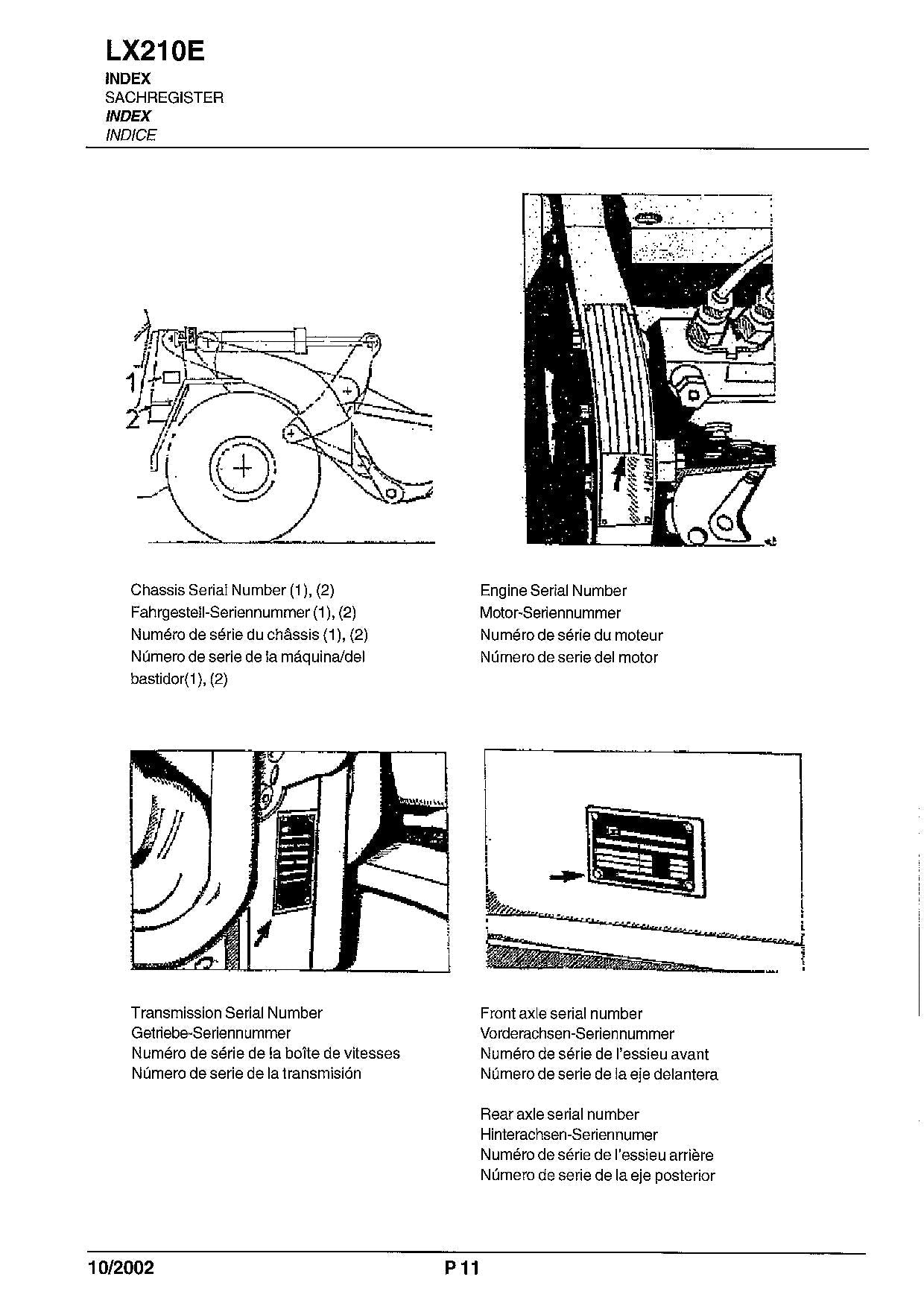 Hitachi LX210E Wheel Loader Parts Catalog Manual SN 381F1001-up
