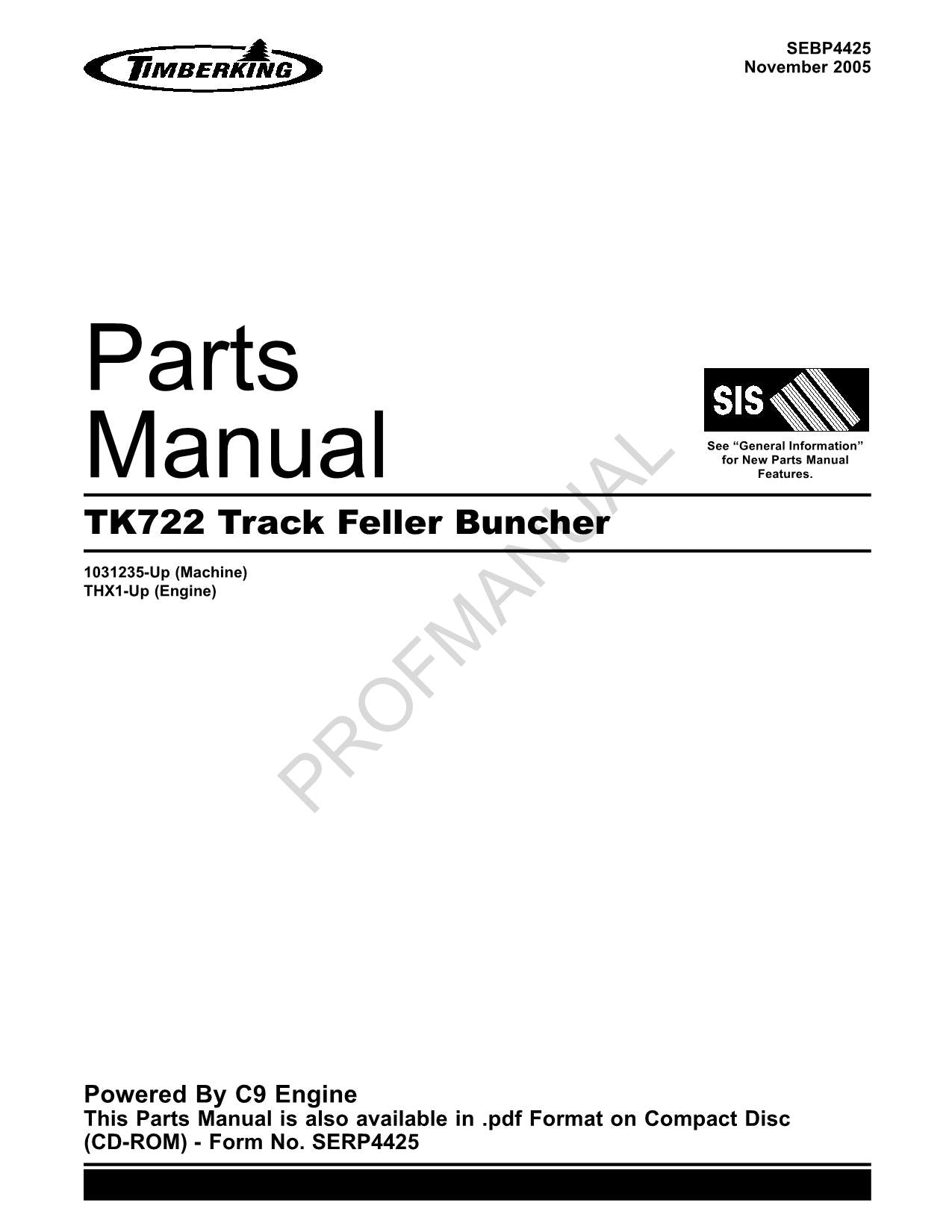 Manual del catálogo de piezas de la taladora apiladora de cadenas Caterpillar TK722 1031235-Up THX1-Up