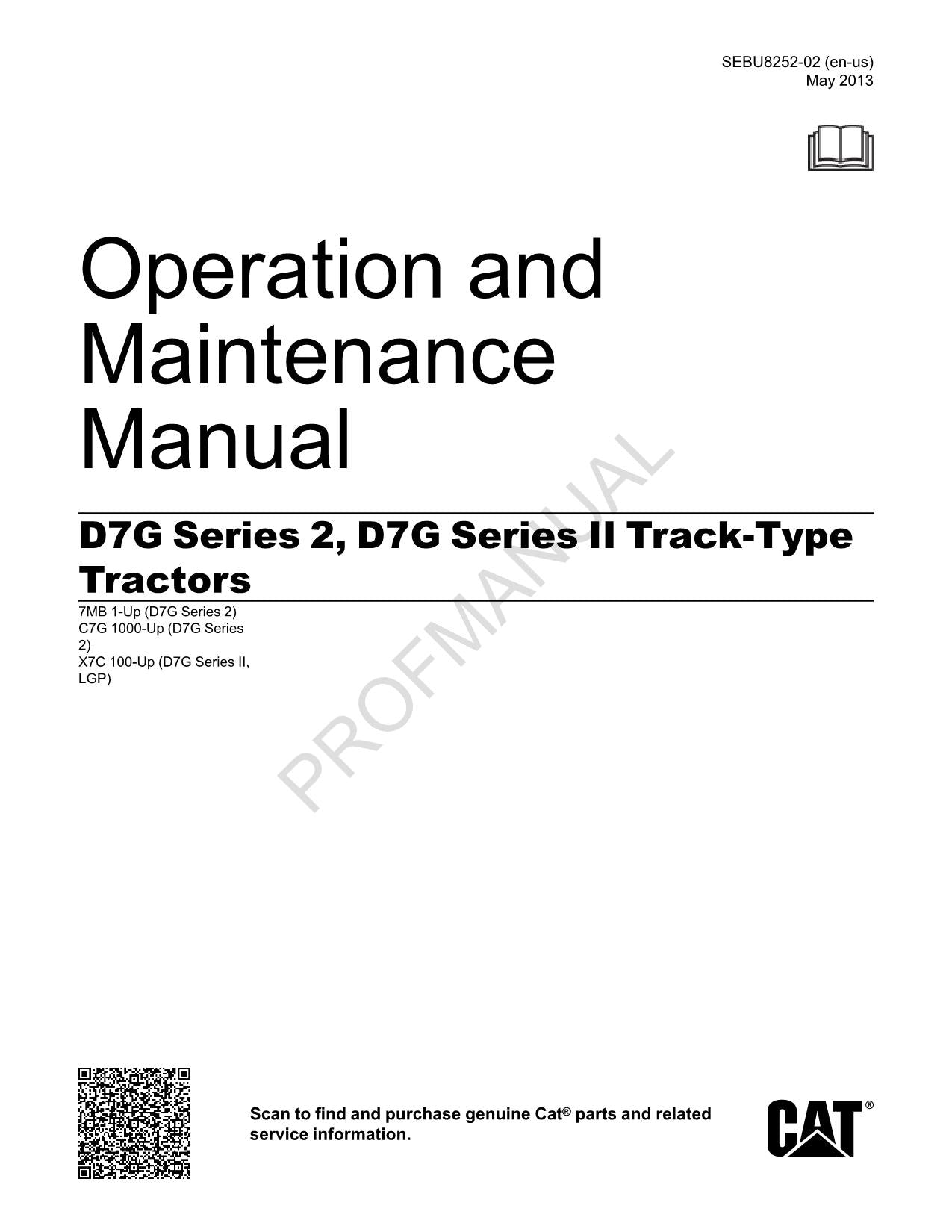 Manual de mantenimiento del operador del tractor de cadenas Caterpillar D7G Serie II