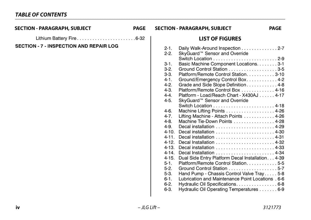 JLG X430AJ Compact Crawler Boom Maintenance Operation Operators Manual