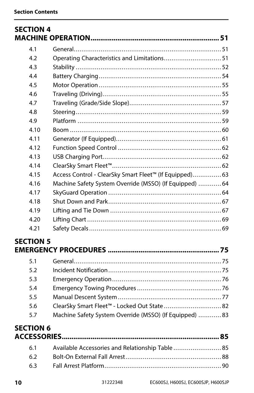 Manual del operador de plataformas elevadoras JLG EC600SJ EC600SJP H600SJ H600SJP 31222348
