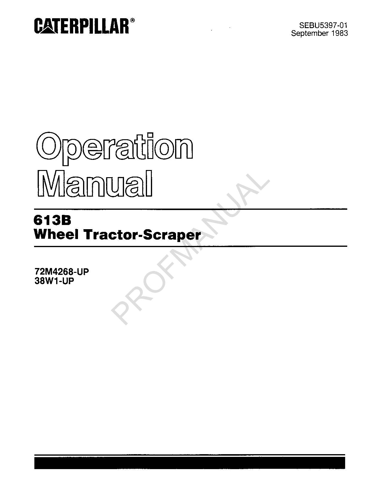 Manual de mantenimiento del operador del tractor de ruedas Caterpillar 613B 38W1 72M1