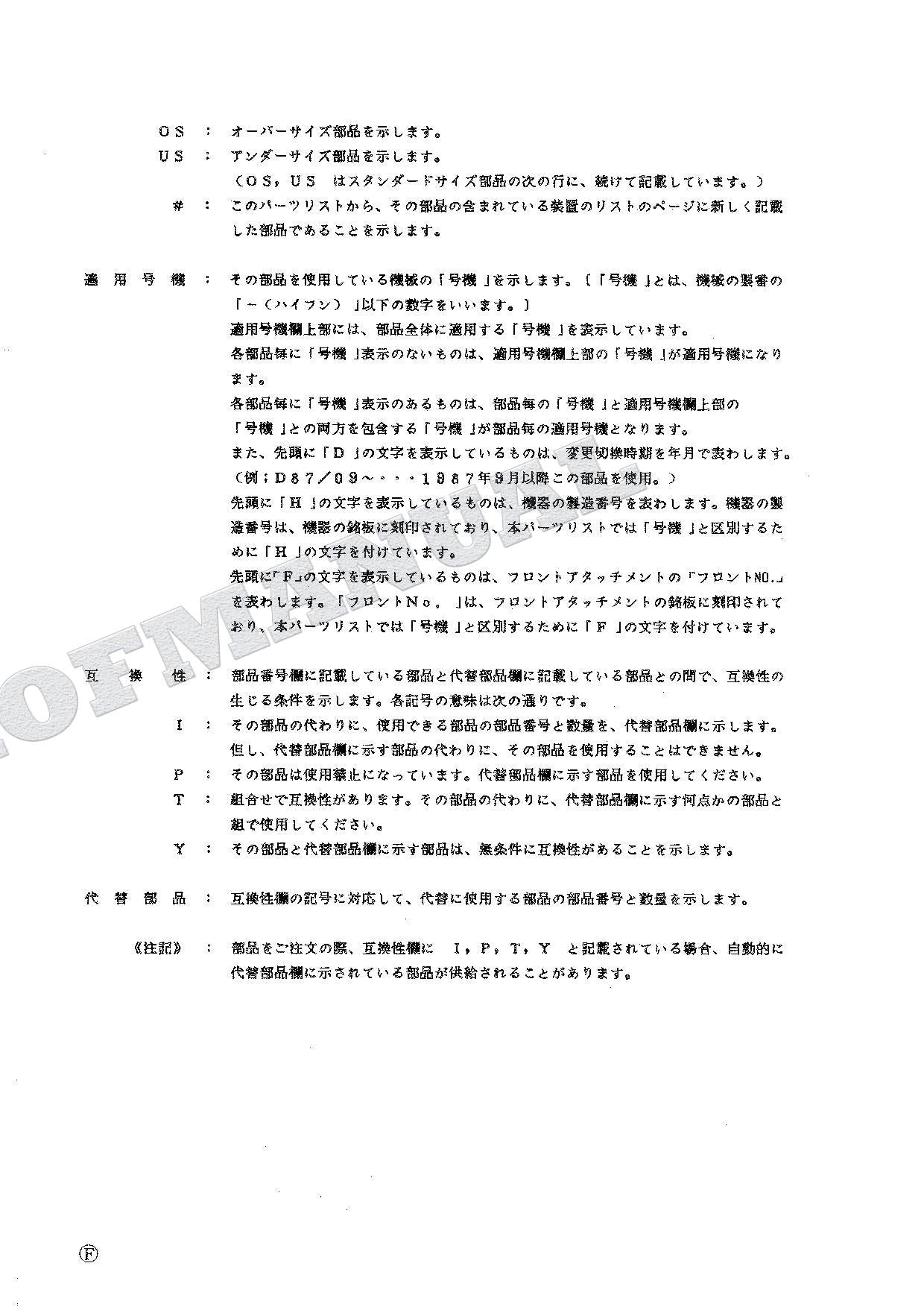 HITACHI FX100W Power Shovel Parts Catalog Manual
