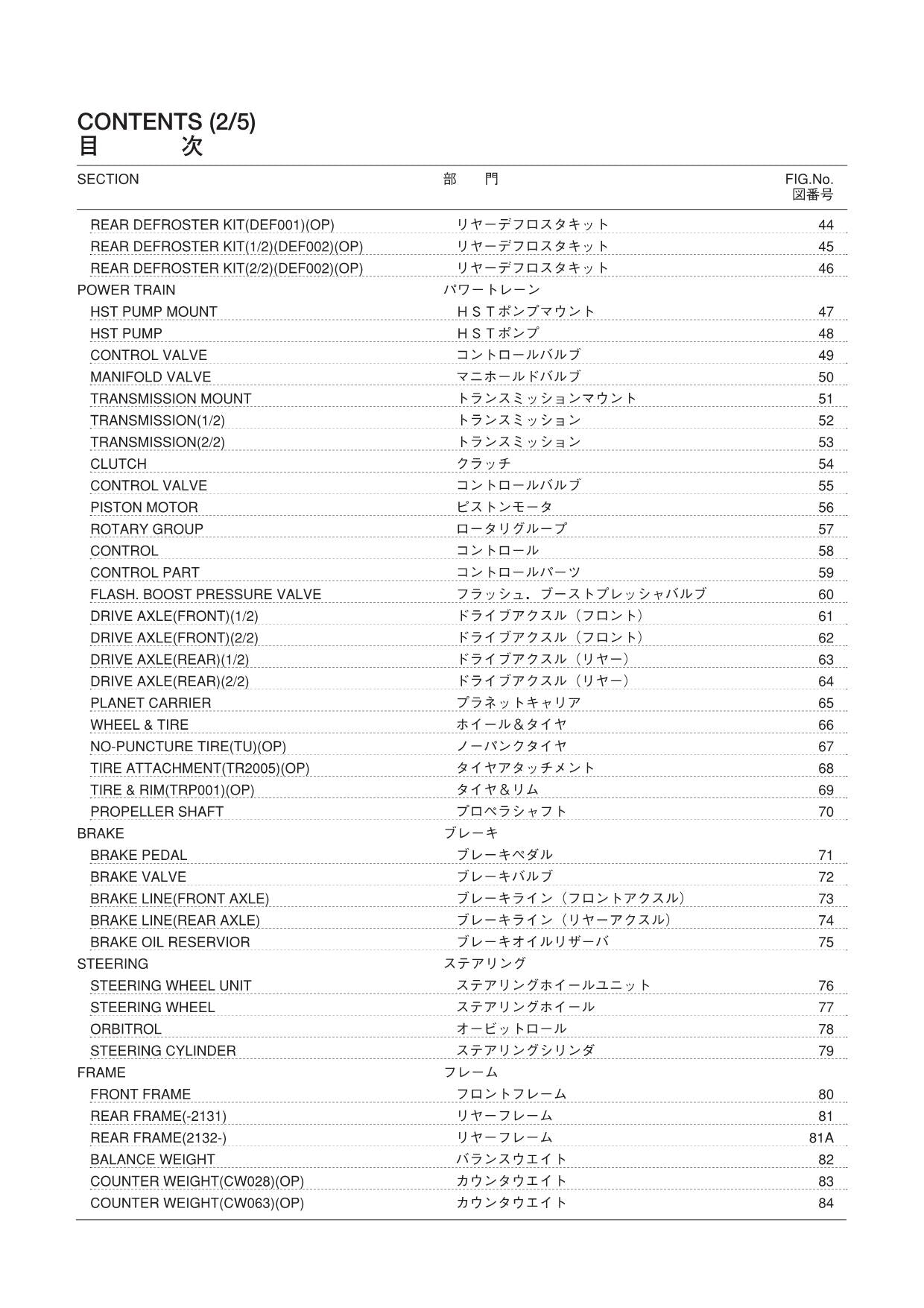 Hitachi LX80-7 Wheel Loader Parts Catalog Manual SN 001101-up