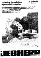 Liebherr R964 B Litronic Excavator Operators manual serial 6001