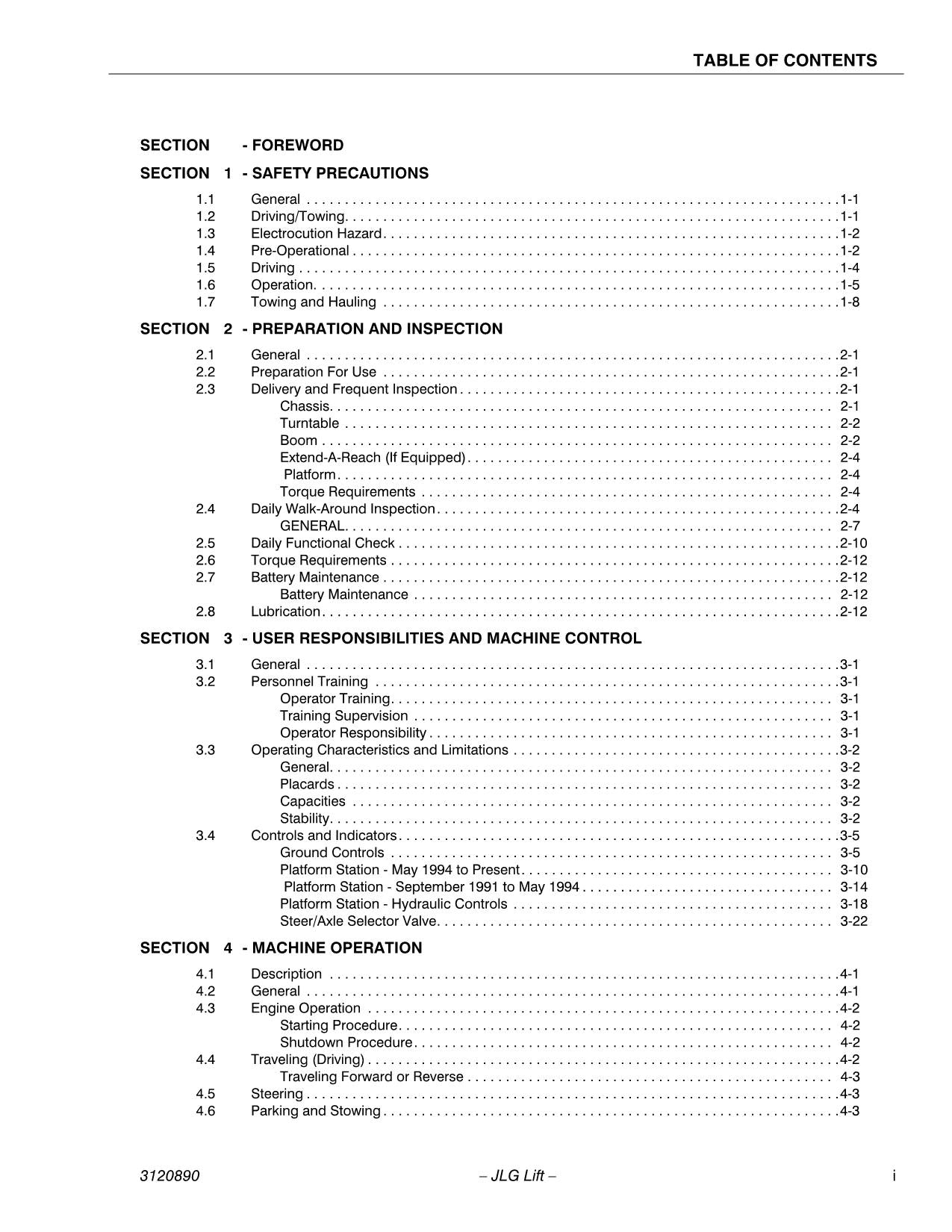 Manual del operador de mantenimiento y operación de la plataforma elevadora JLG 80HX 80HX+6 3120890