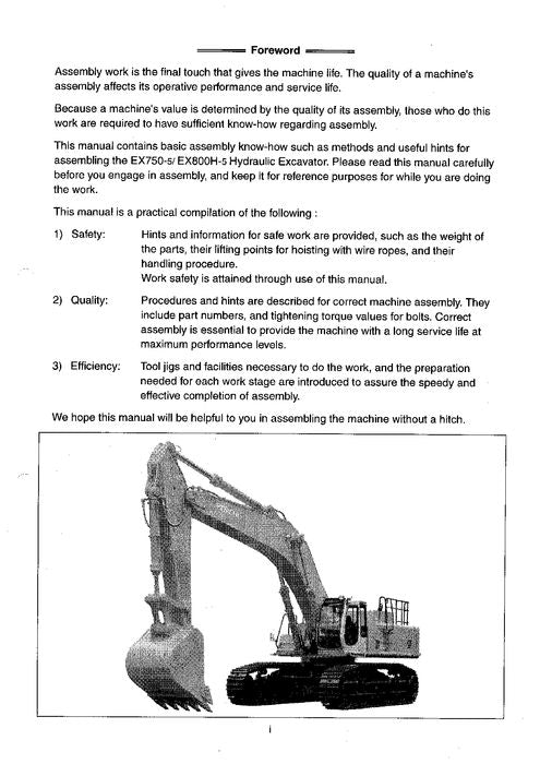 HITACHI EX750-5 EX800H-5 EXCAVATOR SERVICE MANUAL KO17700