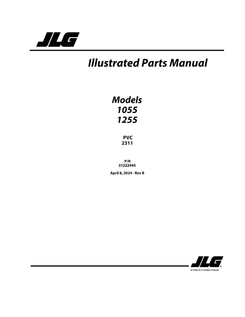 Manual del catálogo de piezas del manipulador telescópico JLG 1055 1255 31222445