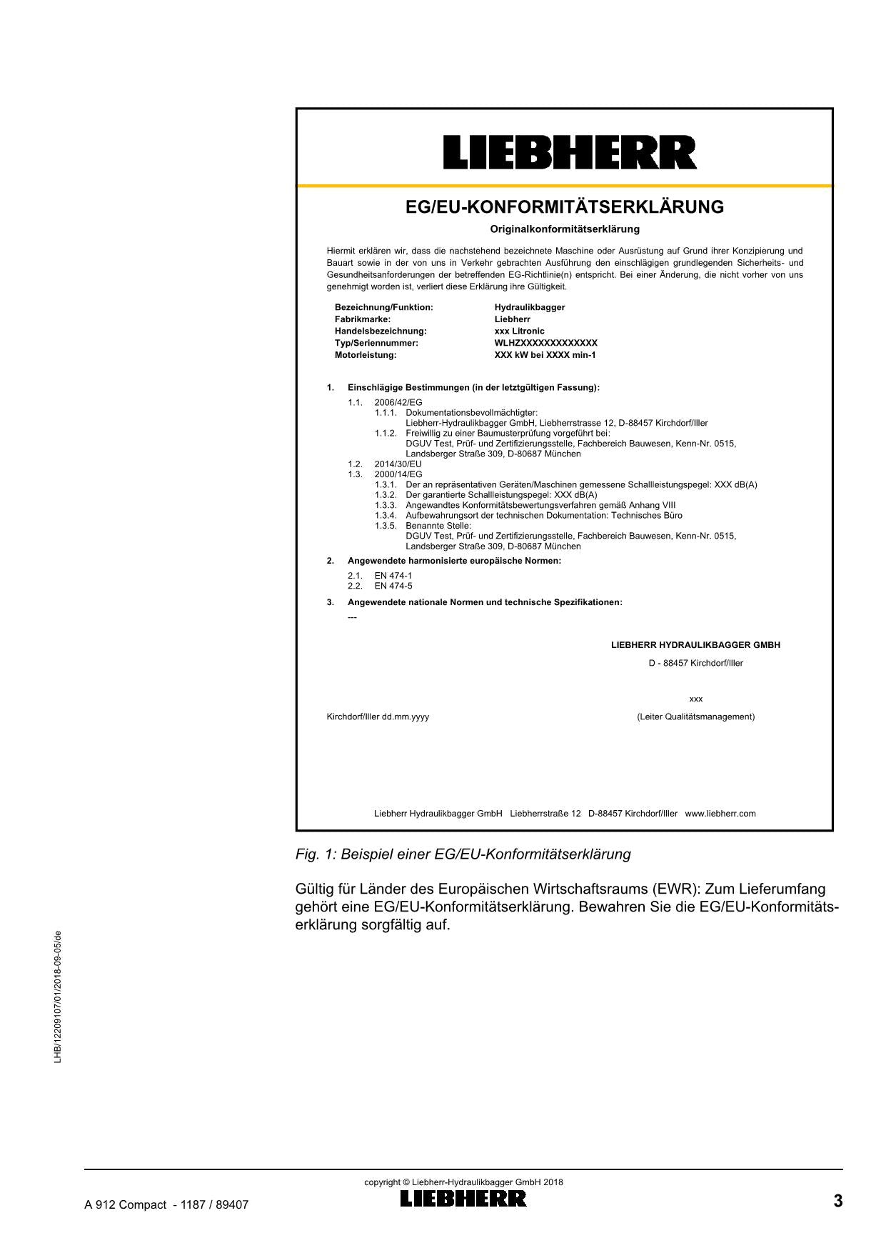 Liebherr A912 Compact Mobilbagger Betriebsanleitung