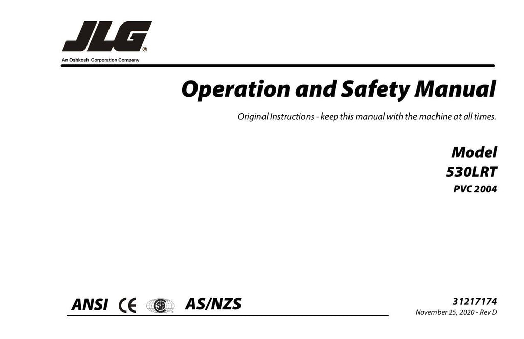 Manual del operador de mantenimiento y operación del elevador de pluma JLG 530LRT