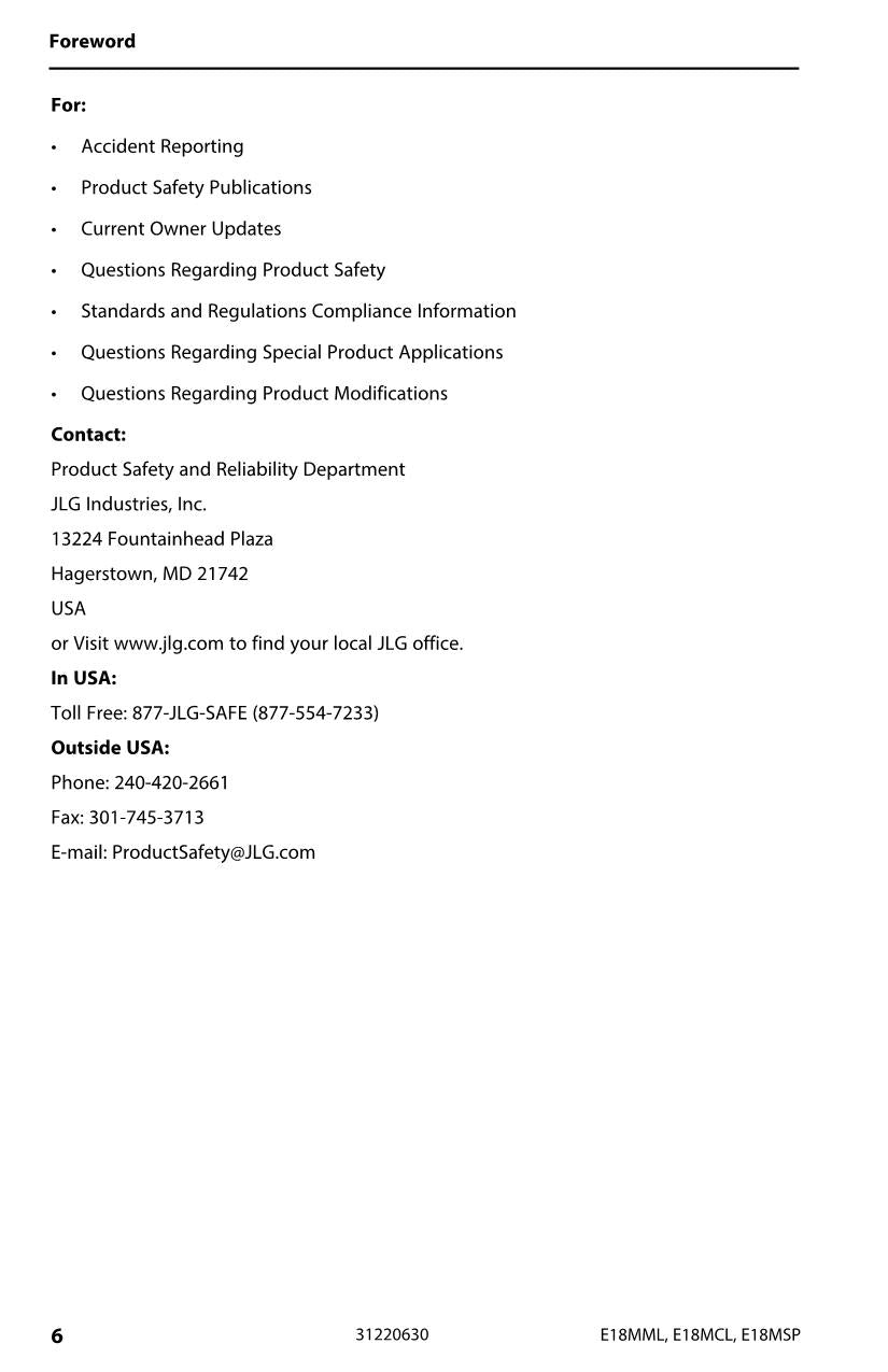 Manual del operador de mantenimiento y operación del mástil vertical JLG E18MCL E18MML E18MSP