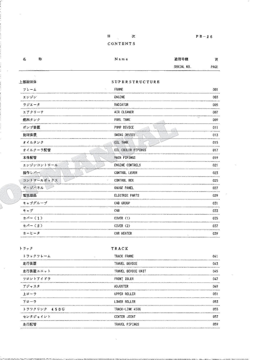 HITACHI UH025SR-7 Excavator Parts Catalog Manual SN 0101-