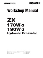 HITACHI ZAXIS ZX170W-3 ZX190W-3 Excavator Workshop Service Manual