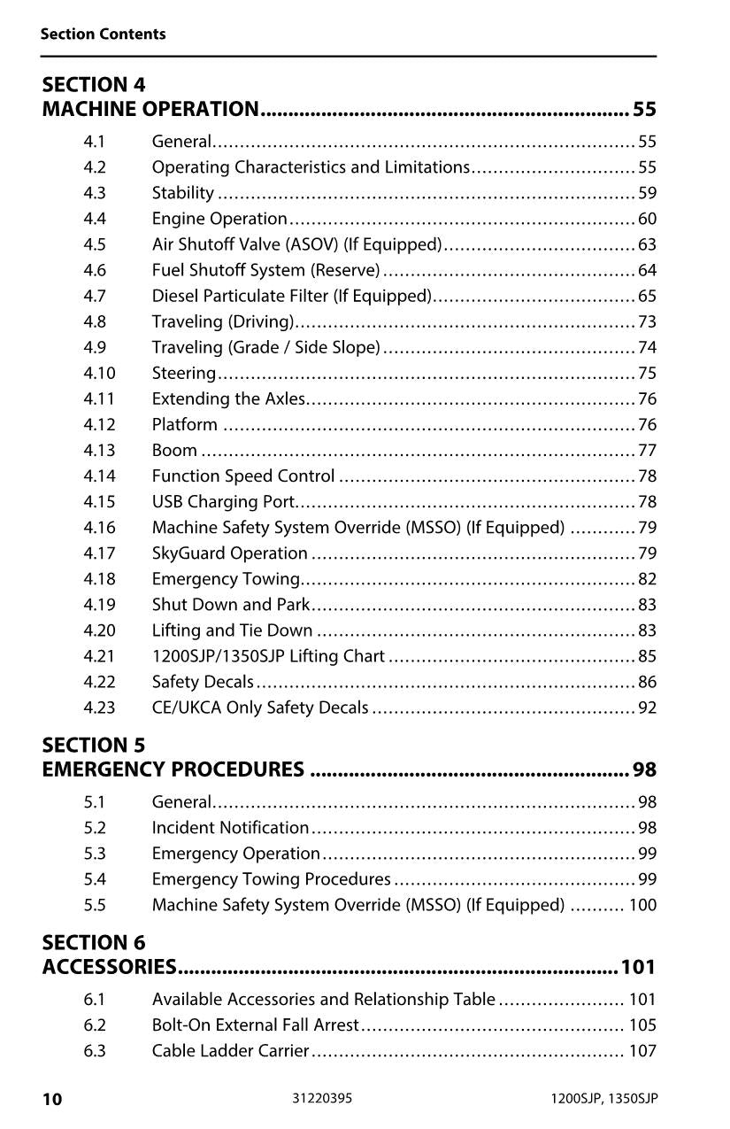 JLG 1200SJP 1350SJP Boom Lift Maintenance Operation Operators Manual 31220395