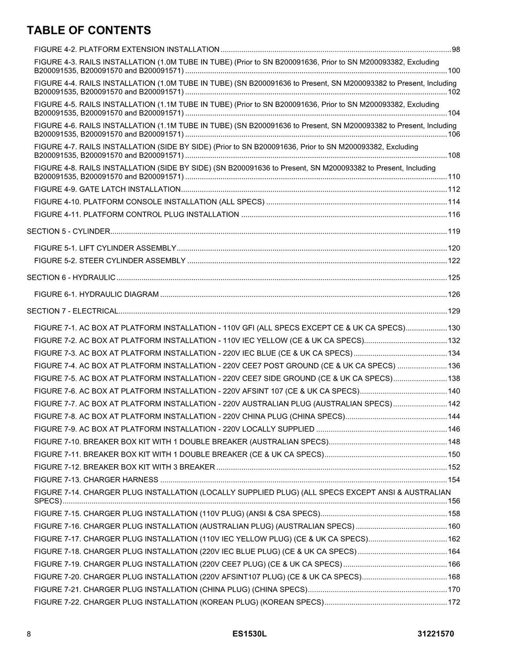 Catálogo de piezas del elevador de tijera JLG ES1530L Manual en papel