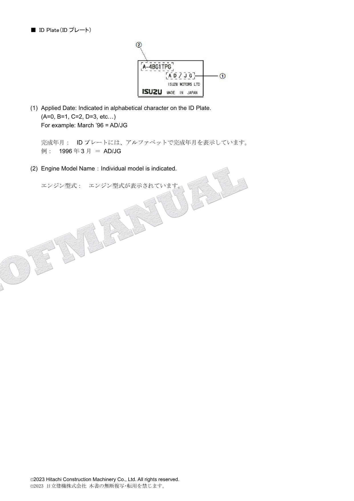 HITACHI ZX140W-3 145W-3 Series ISUZU 4JJ1-XYSA02 Engine Parts Catalog Manual