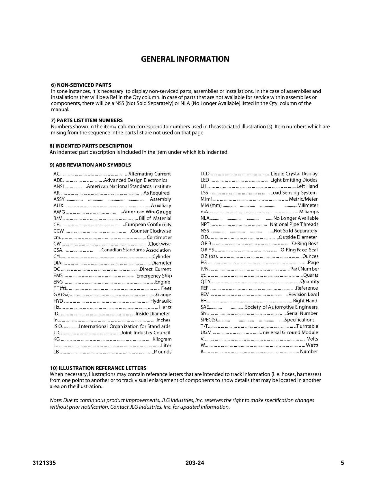LIFTLUX 203-24 Scissor Lift Parts Catalog Manual