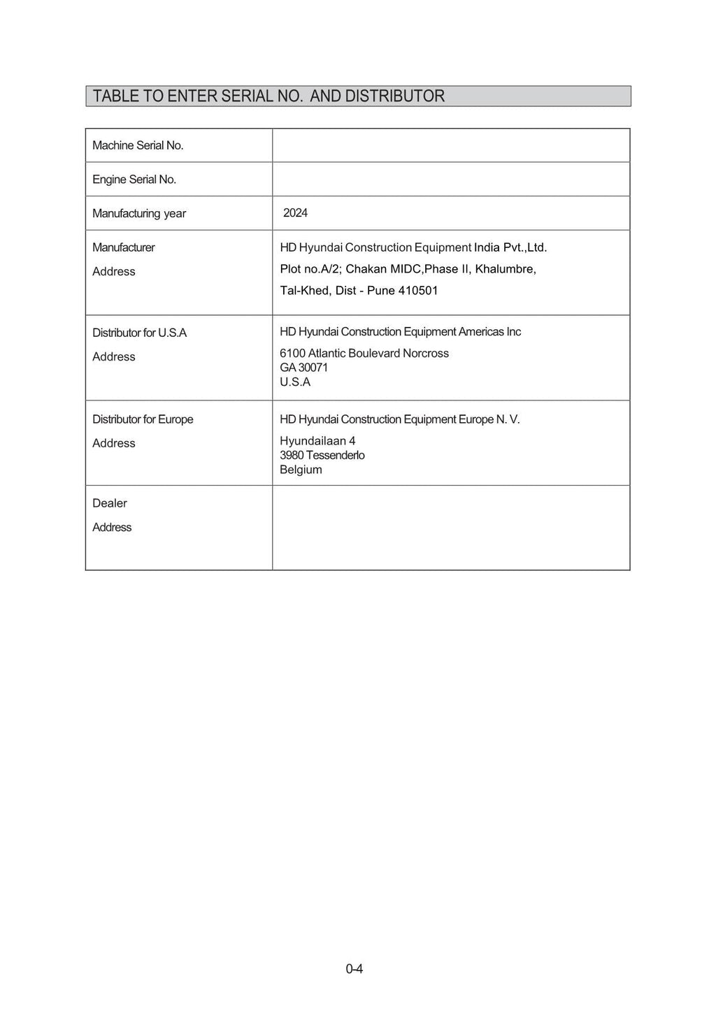 Hyundai HX210HD+ HX220HD+ CRAWLER EXCAVATOR Operators Maintenance Manual