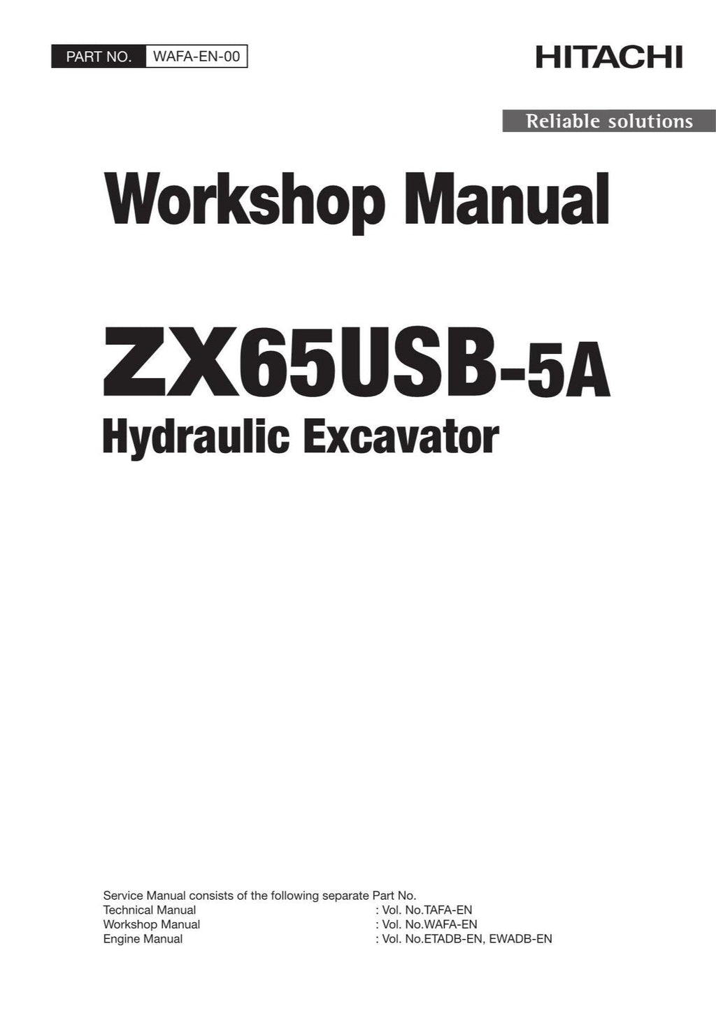 Manual de servicio y reparación de la excavadora Hitachi ZX65USB-5A