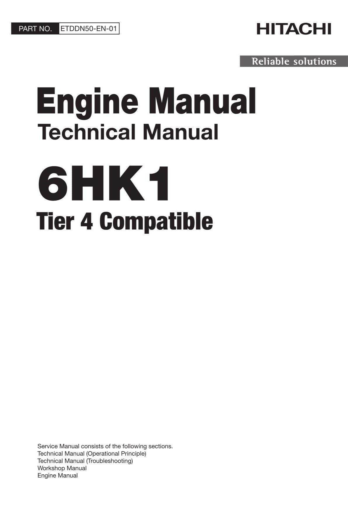 Hitachi 6HK1 Tier 4 Operat Troubleshoot Engine Service Manual Schemes ETDDN50