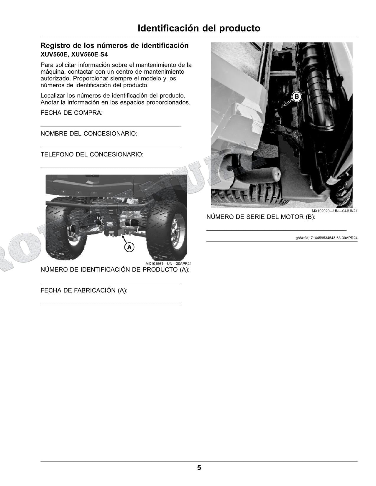 John Deere XUV560E XUV560E S4 cocodrilo Manual del Operador Español SN 080001-