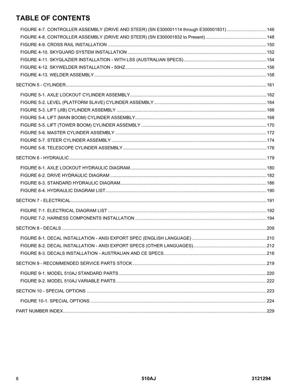 JLG 510AJ Boom Lift Parts Catalog Hard Copy Manual