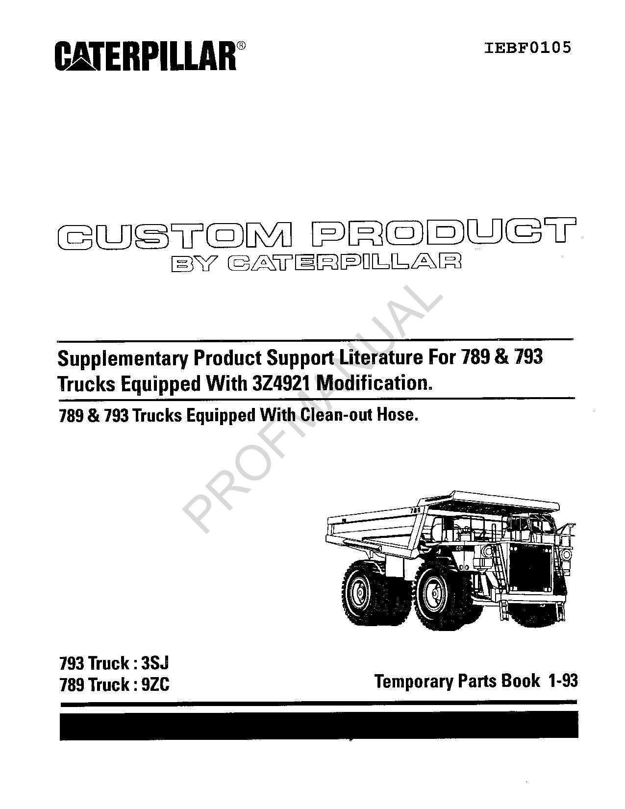 Manual del catálogo de piezas para camiones todoterreno equipados con Caterpillar Suppl 789 793 3Z4921