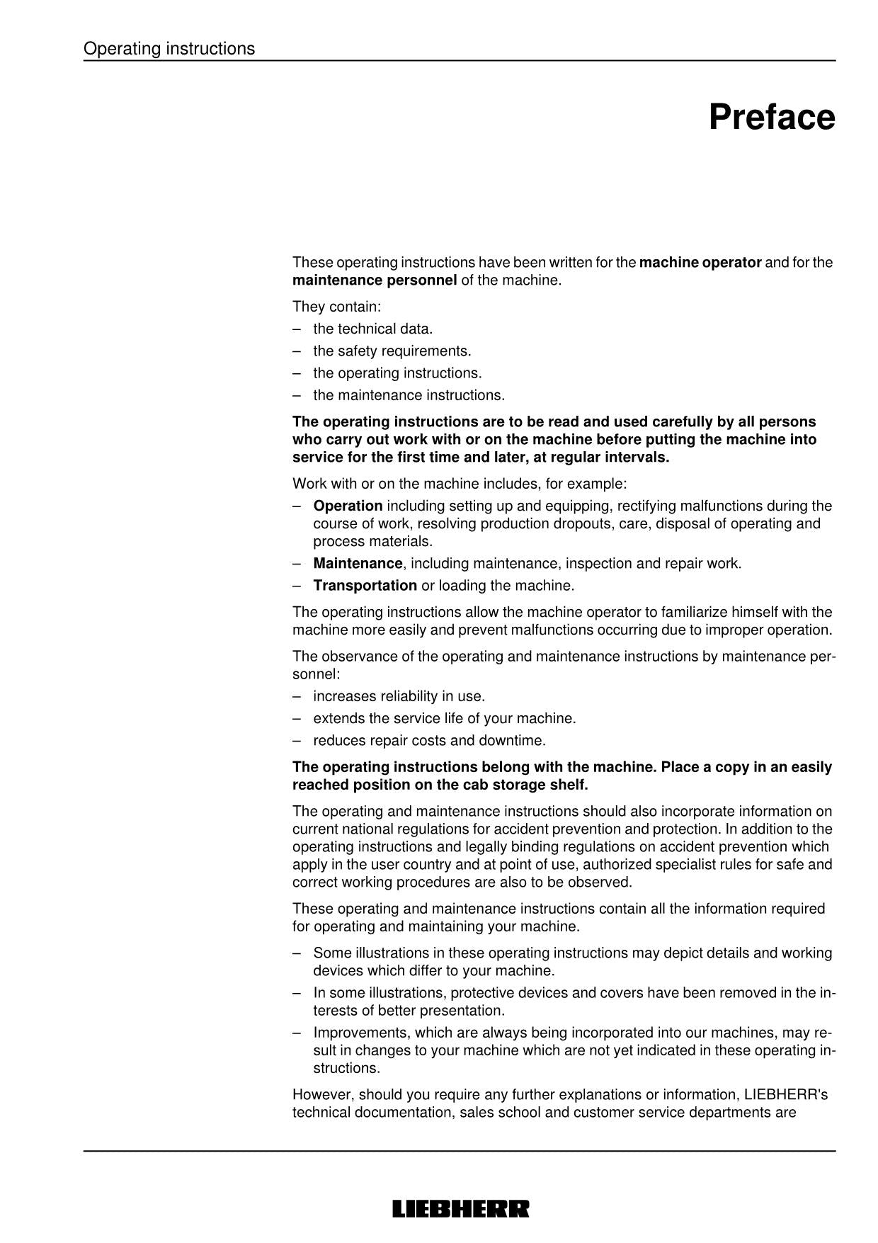 Liebherr R944 C Excavator Operators manual serial 22915