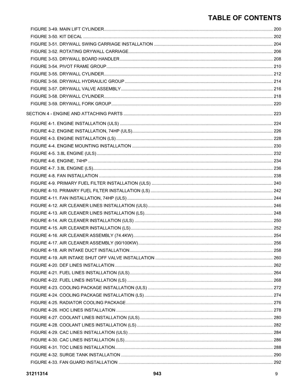 JLG 943 Telehandler Parts Catalog Manual Prior to 0160101057