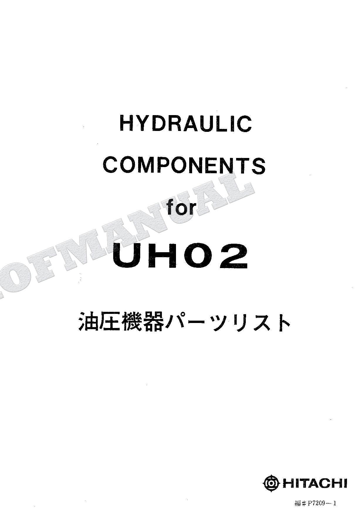 HITACHI UH02 Equipment Component Excavator Parts Catalog Manual