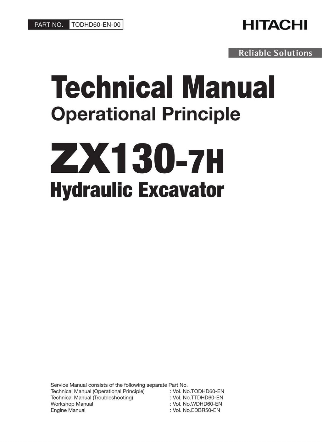 HITACHI ZAXIS ZX130-7H Excavator Operational Principle Technical Manual