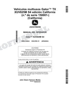 John Deere XUV825M S4 cocodrilo Manual del Operador Español SN 050001-070000