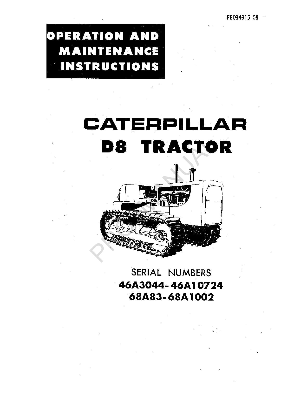 Manual de mantenimiento del operador del tractor Caterpillar D8 FE034315