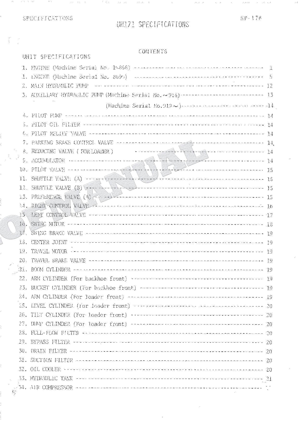 HITACHI UH171 Excavator Repair Service Manual