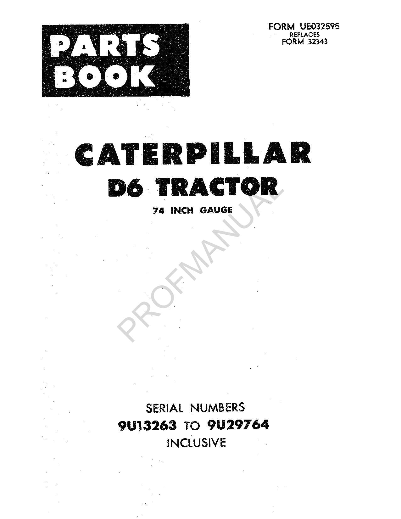 Caterpillar Cat D6 Tractor Parts Catalog Manual ser 9U13263-29764