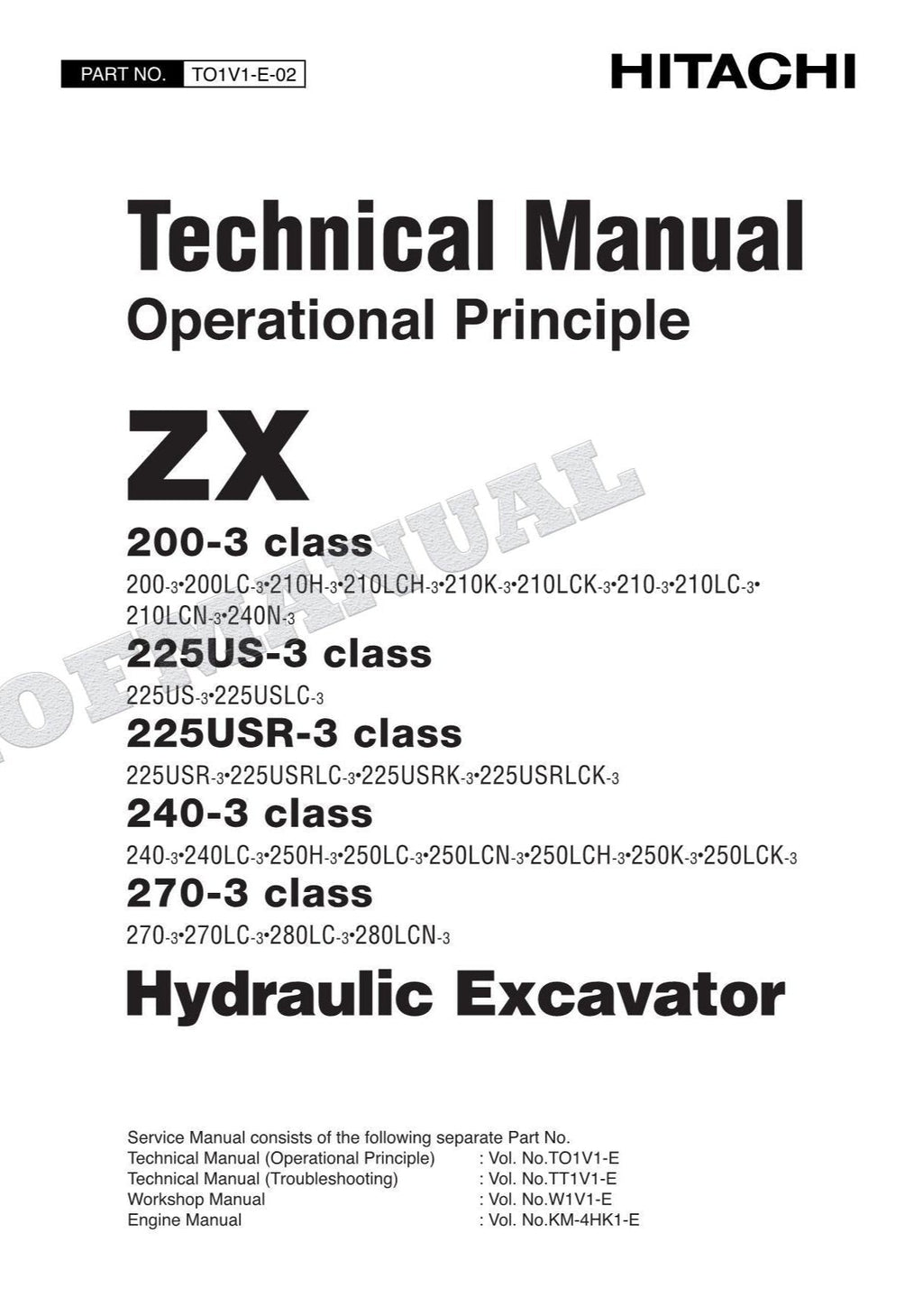 HITACHI ZX200-3 ZX225US-3 Excavator Service manual Operat principle