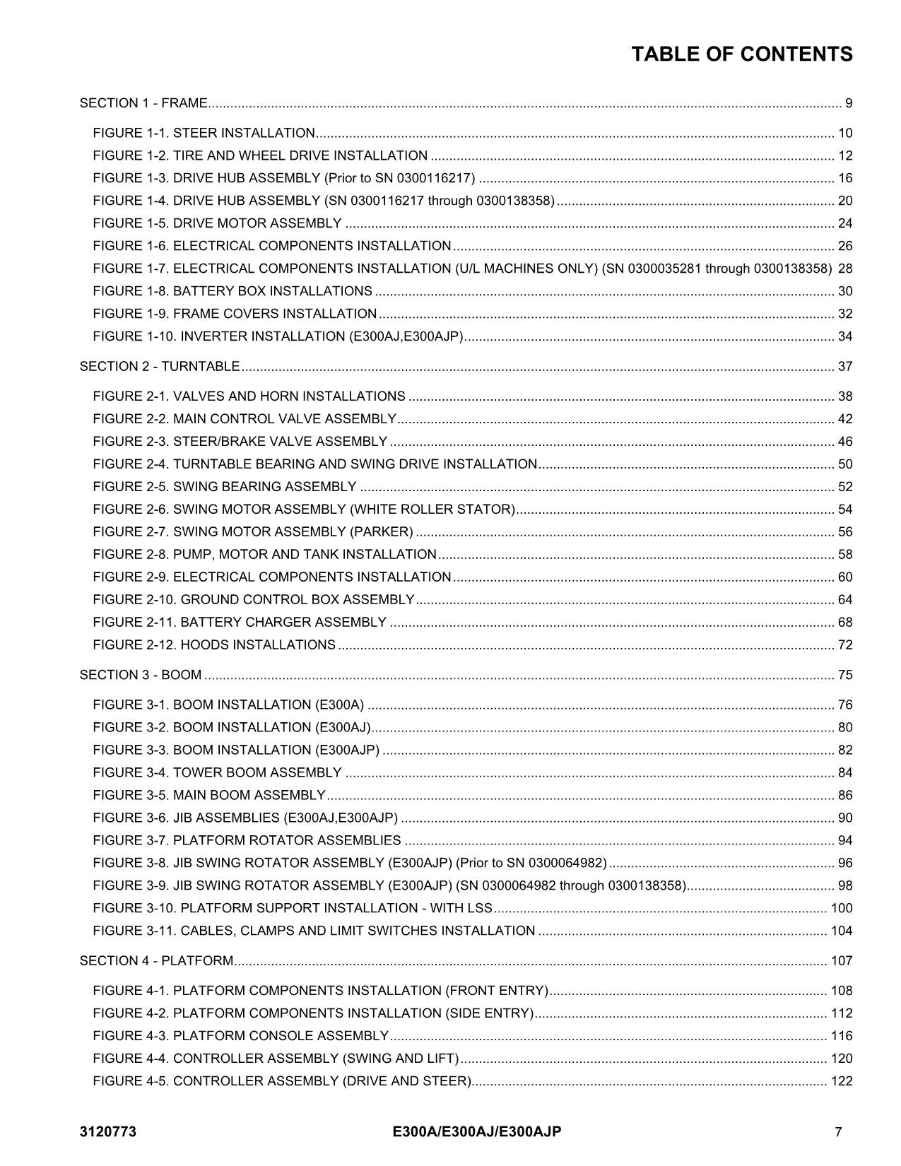 Manual del catálogo de piezas de plataformas elevadoras JLG E300A E300AJ E300AJP anterior al 0300138358