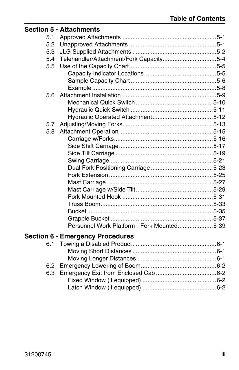 Manual del operador de mantenimiento y operación del manipulador telescópico JLG G10-55A G12-55A 31200745