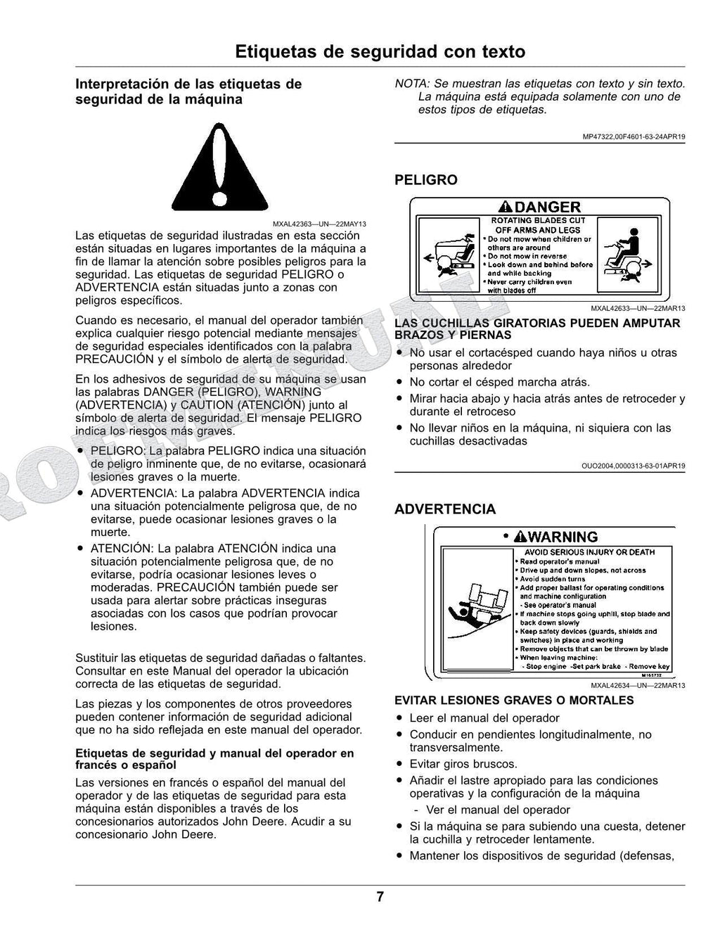 John Deere X750 X754 X758 Tractor Manual del Operador Español SN 080001-