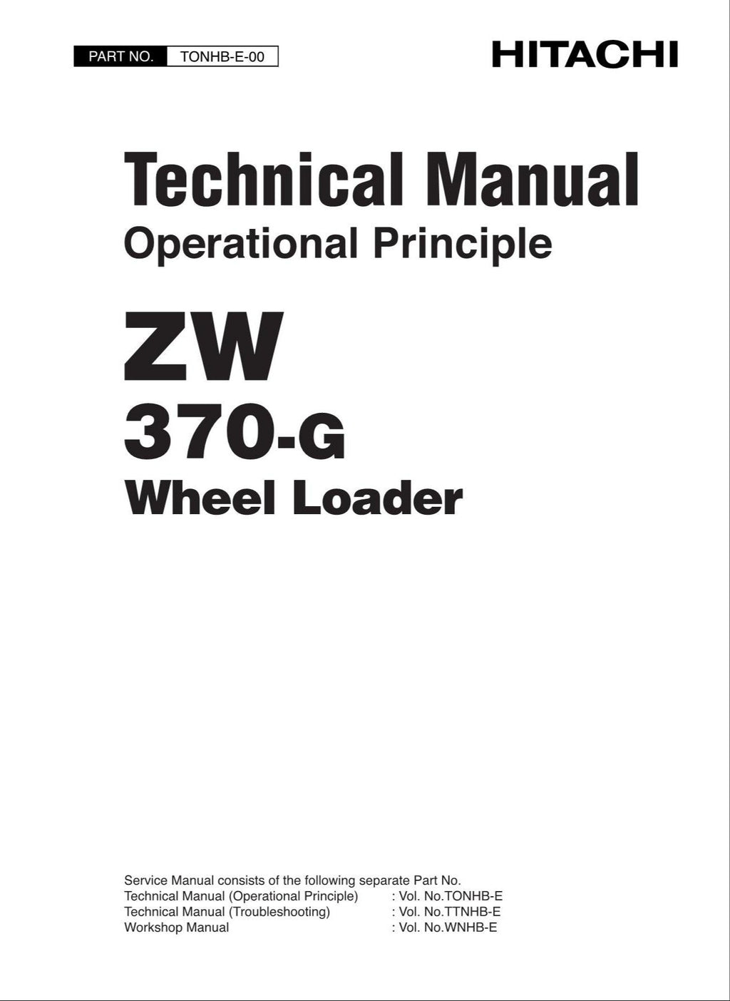 Hitachi ZW370-G Wheel Loader Technical Manual Operational Principle