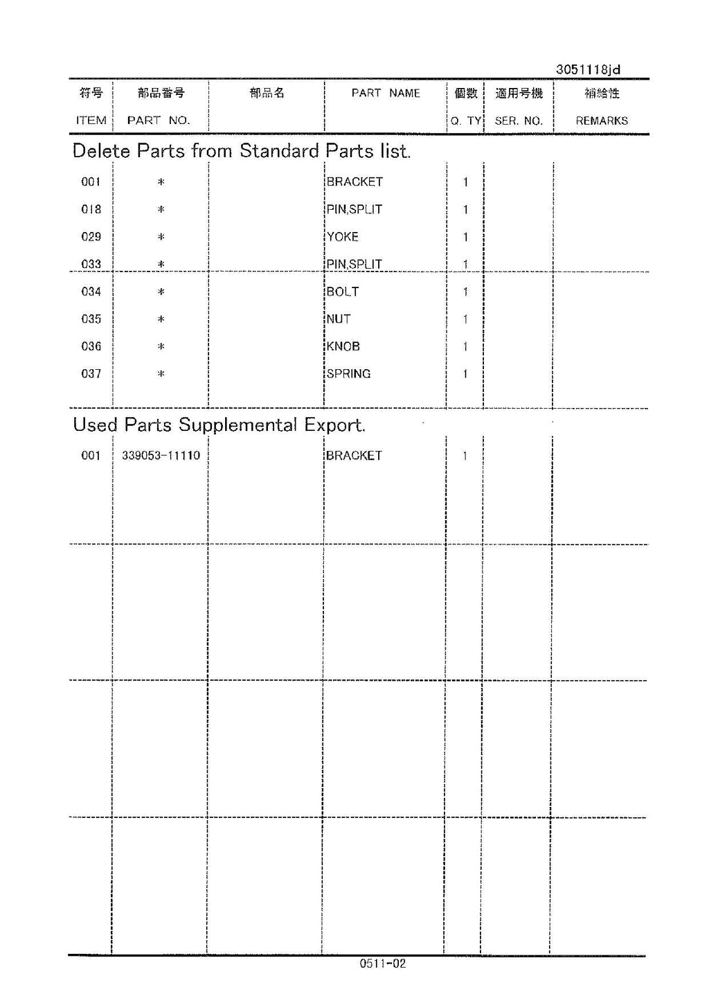 Hitachi FL305-1 ROPS CANOPY KIT SUPP. EXPORT Wheel Loader Parts Catalog Manual
