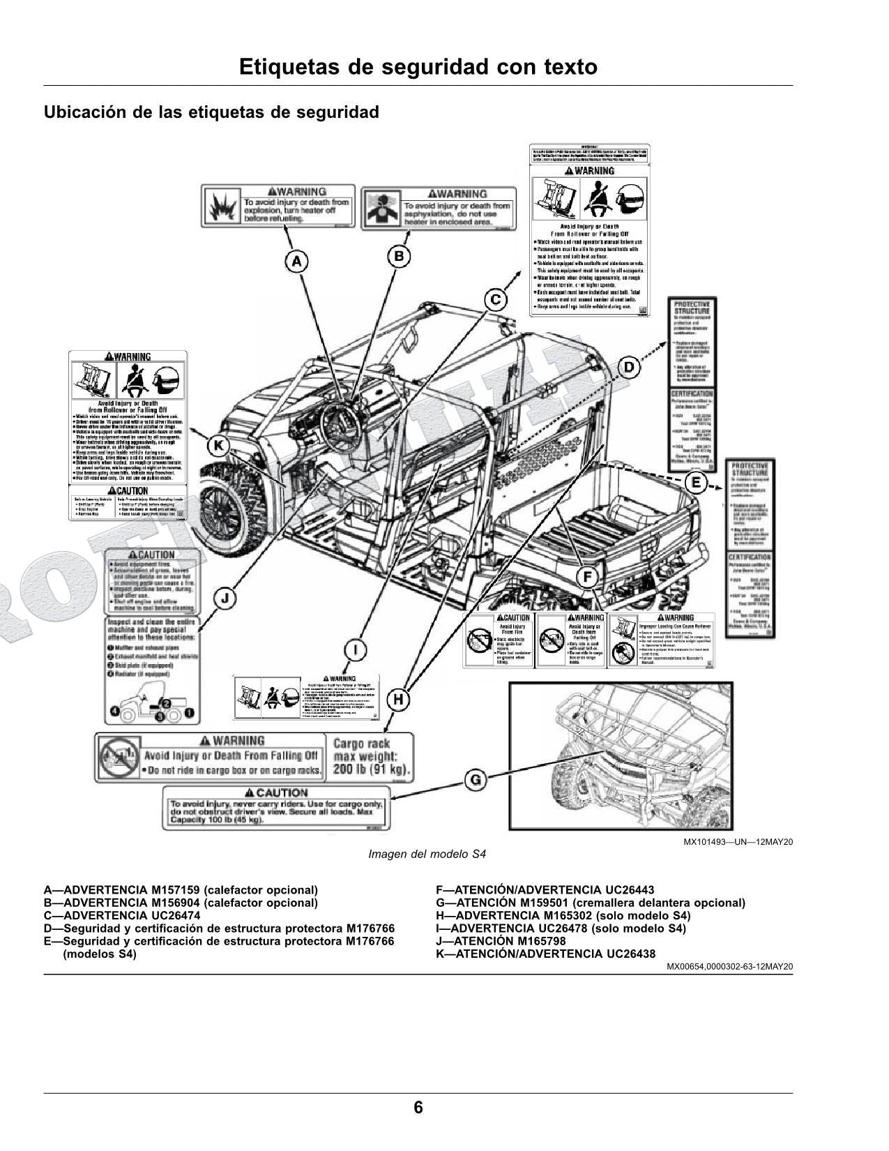 John Deere XUV560E XUV560E S4 cocodrilo Manual del Operador Español SN 040001-