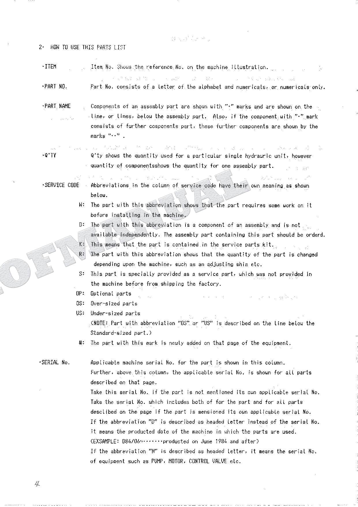HITACHI UH025-7 UH033 Equipment Component Excavator Parts Catalog Manual