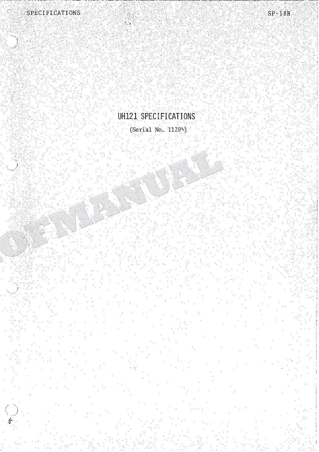 HITACHI UH121 Excavator Repair Service Manual Specification