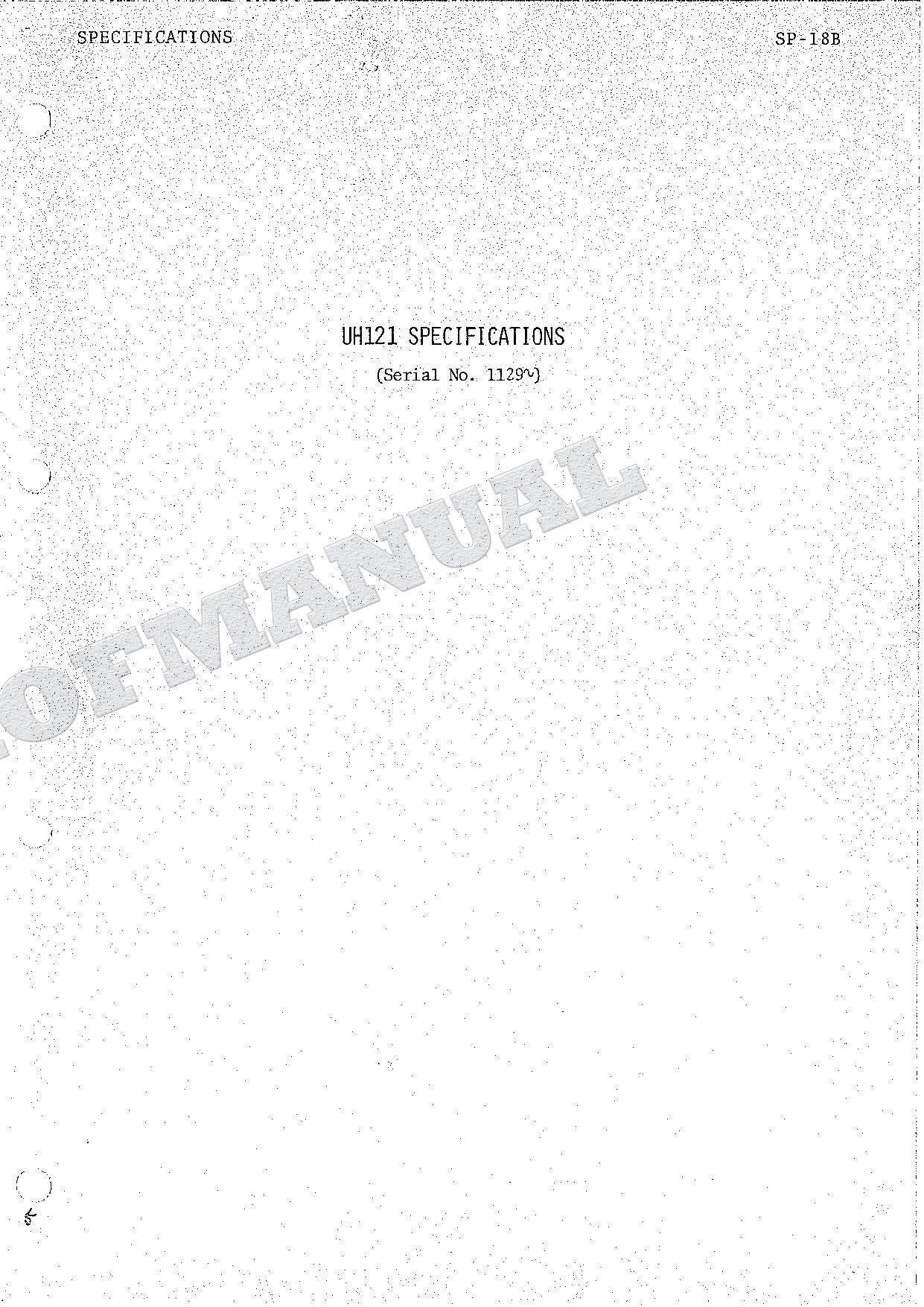 HITACHI UH121 Excavator Repair Service Manual Specification