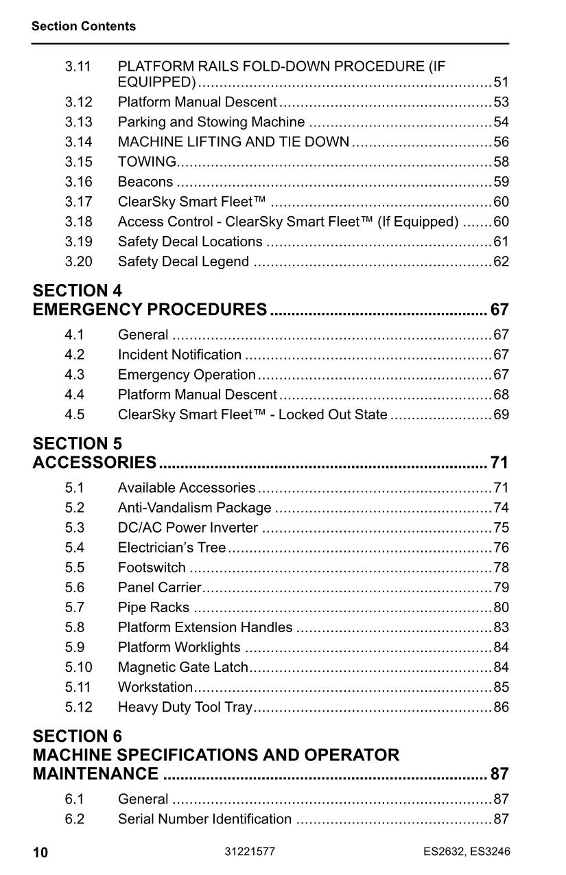 Manual del operador de mantenimiento y operación de elevadores de tijera JLG ES2632 ES3246 31221577