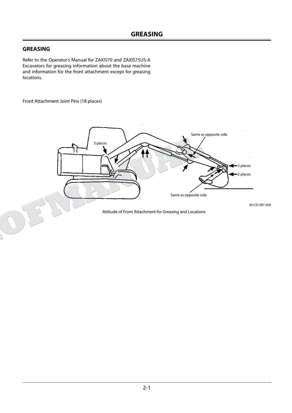 Catálogo de piezas de excavadora HITACHI ZX70 ZX75US-A con accesorio frontal de alcance corto