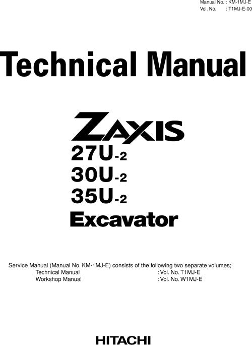 HITACHI ZAXIS 27U-2 30U-2 35U-2 EXCAVATOR SERVICE MANUAL